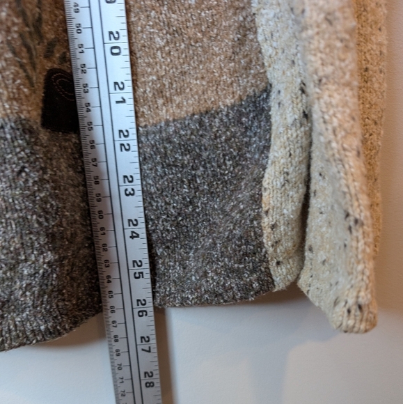 Tan Jay Brown & Oatmeal Knit Embroidered Zip Up Collared Sweater Women Large - Picture 9 of 10